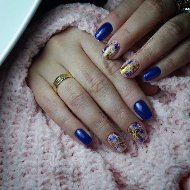 Artistic Blue Short Nail On Woman