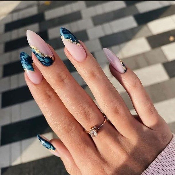 Artistic Blue Summer Nail On Woman