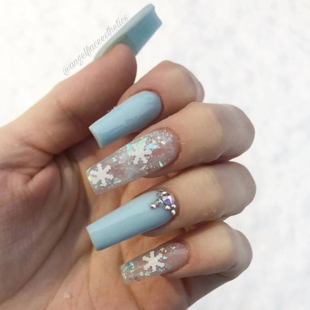 Artistic Blue Winter Nail On Woman