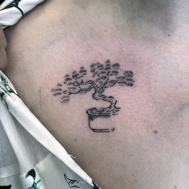 Artistic Bonsai Tattoo On Woman