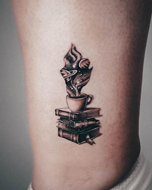 Artistic Book Tattoo On Woman