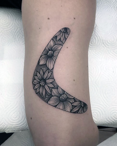 Artistic Boomerang Tattoo On Woman