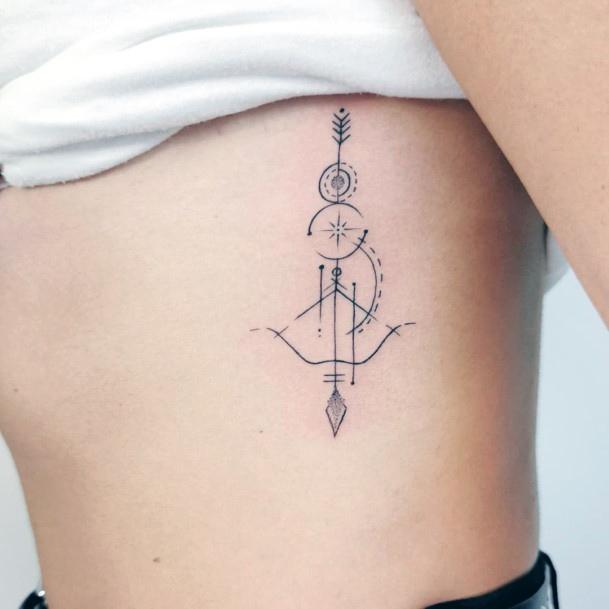 Artistic Bow And Arrow Tattoo On Woman