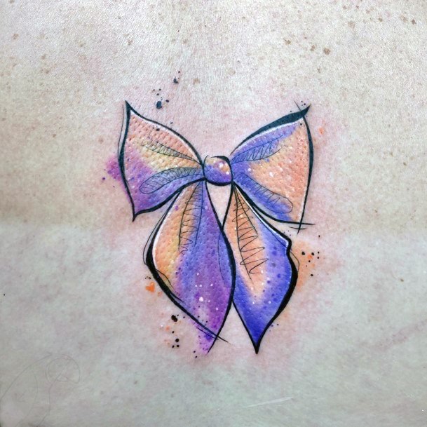 Artistic Bow Tattoo On Woman