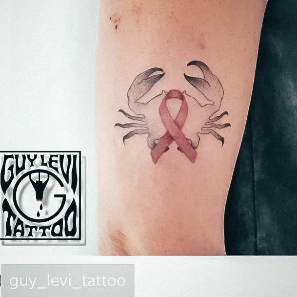 Artistic Breast Cancer Tattoo On Woman