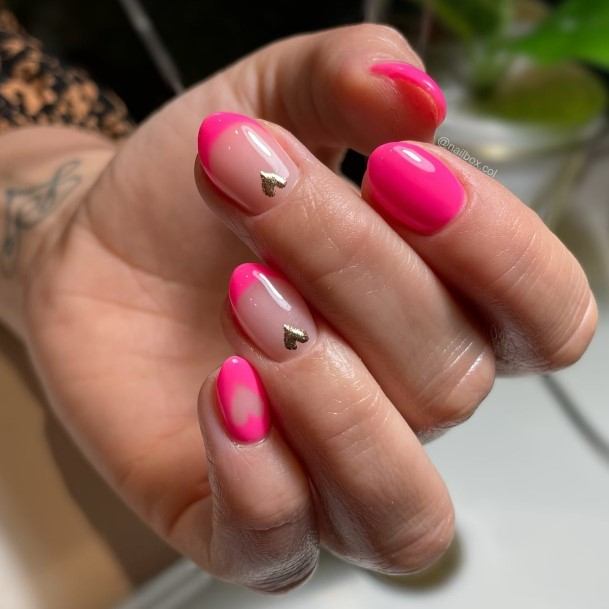 Artistic Bright Pink Nail On Woman