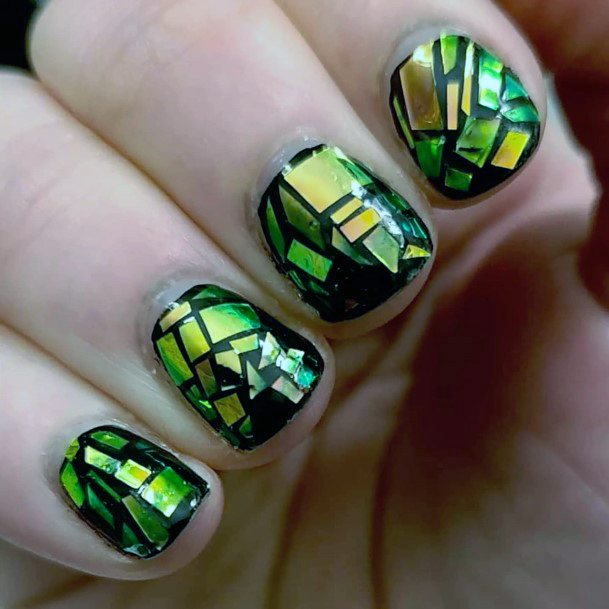 Artistic Broken Shattered Glass Nail On Woman