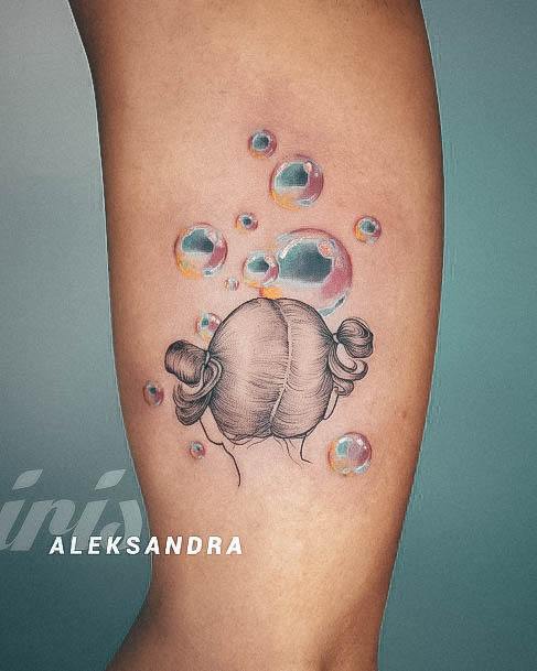 Artistic Bubble Tattoo On Woman