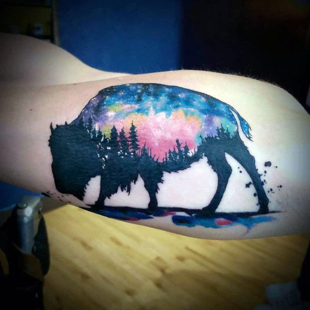 Artistic Buffalo Tattoo On Woman