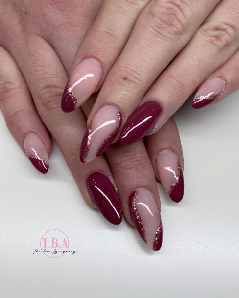 Artistic Burgundy Nail On Woman