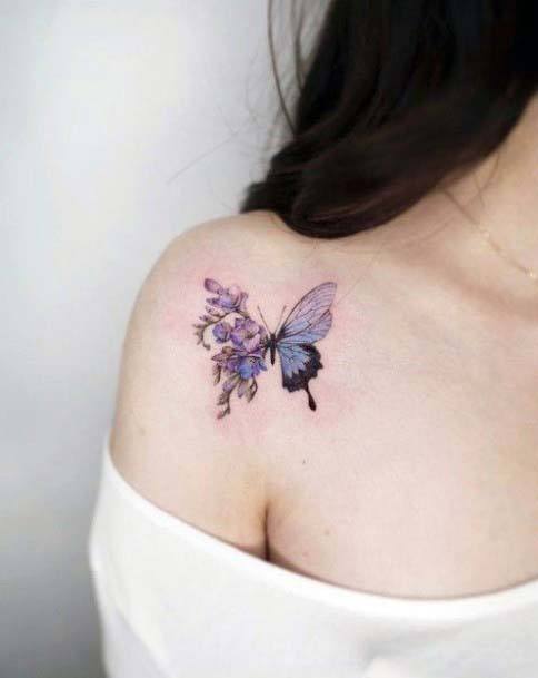 Artistic Buterfly Tattoo Small Cute Womens Shoulders