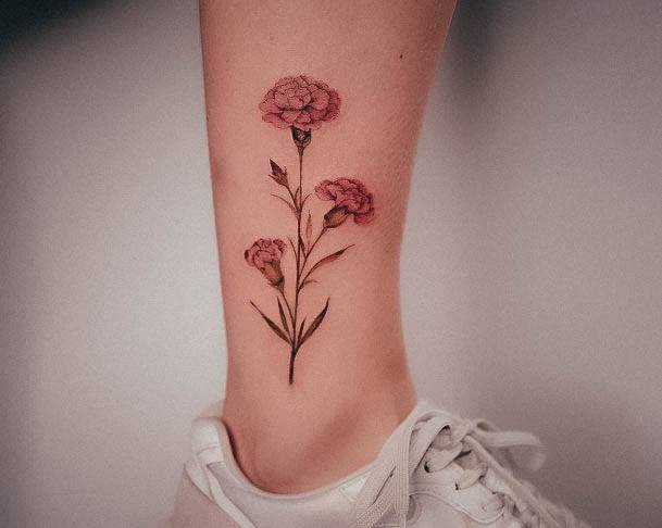 Artistic Carnation Tattoo On Woman