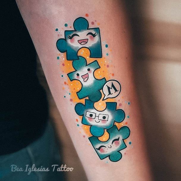 Artistic Cartoon Tattoo On Woman