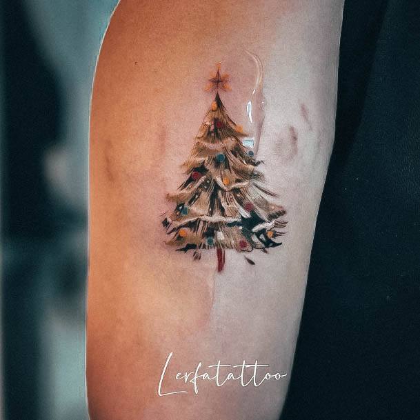 Artistic Christmas Tattoo On Woman