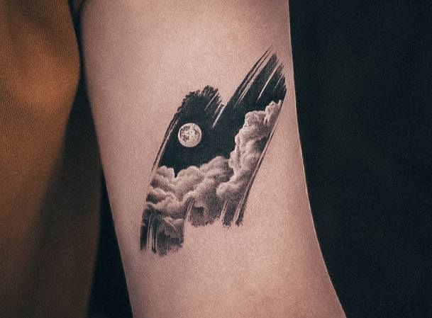 Artistic Cloud Tattoo On Woman Black Ink Small