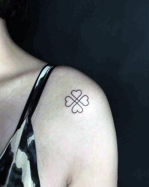 Artistic Clover Tattoo On Woman