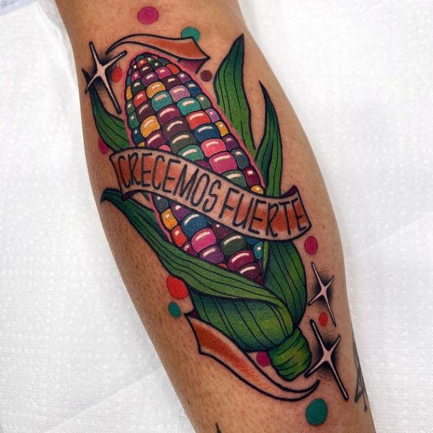 Artistic Corn Tattoo On Woman