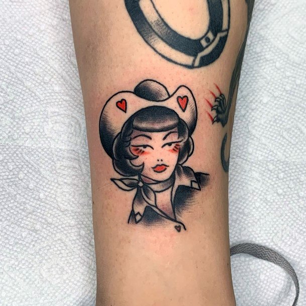 Artistic Cowgirl Tattoo On Woman