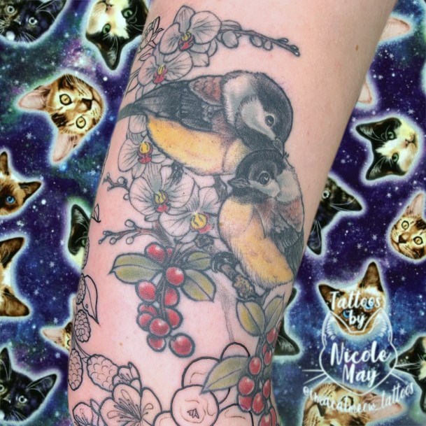 Artistic Crabapple Tattoo On Woman