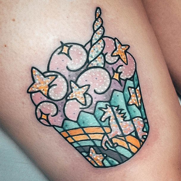 Artistic Cupcake Tattoo On Woman