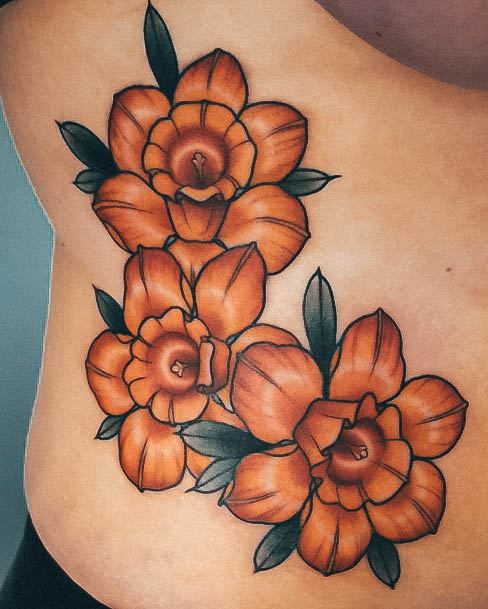 Artistic Daffodil Tattoo On Woman