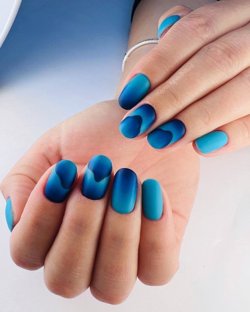 Artistic Dark Blue Ombre Nail On Woman