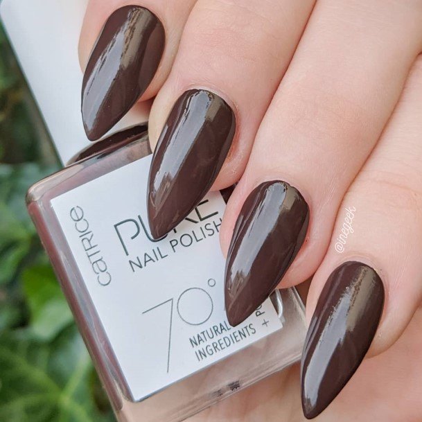 Artistic Dark Brown Nail On Woman