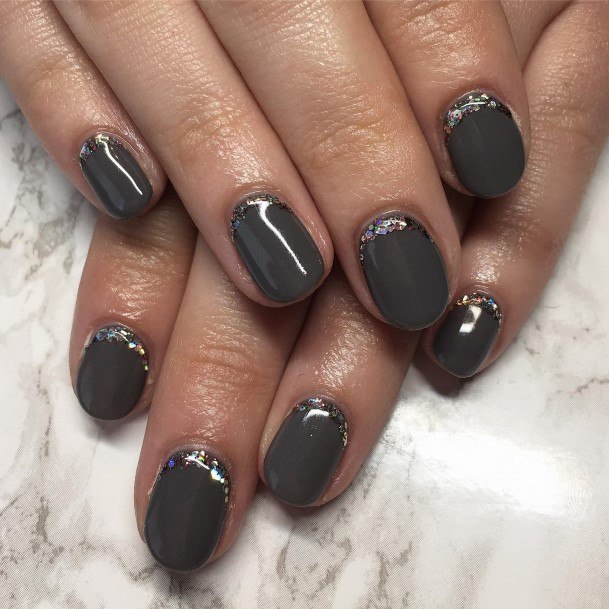 Artistic Dark Grey Nail On Woman