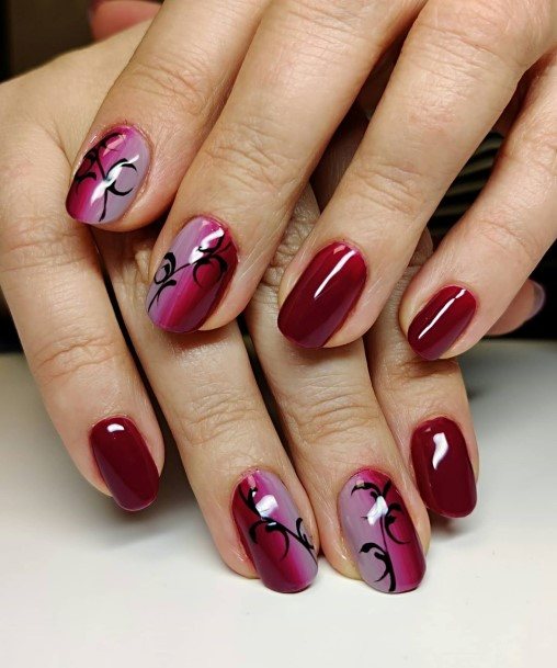 Artistic Dark Red Nail On Woman