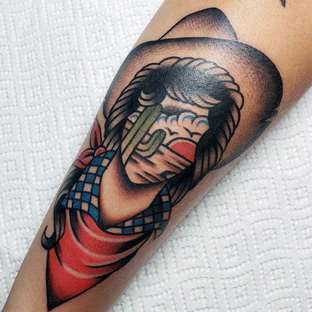 Artistic Desert Tattoo On Woman Forearm