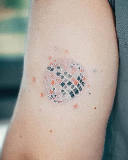 Artistic Disco Ball Tattoo On Woman