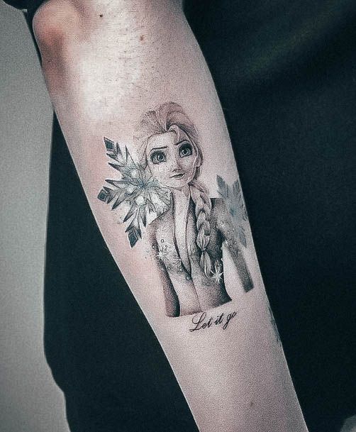 Artistic Disney Princess Tattoo On Woman