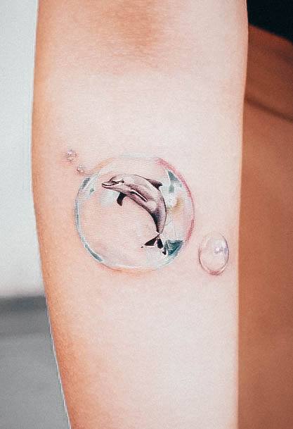 Artistic Dolphin Tattoo On Woman