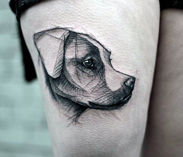 Artistic Drawing Dog Face Tattoo For Women