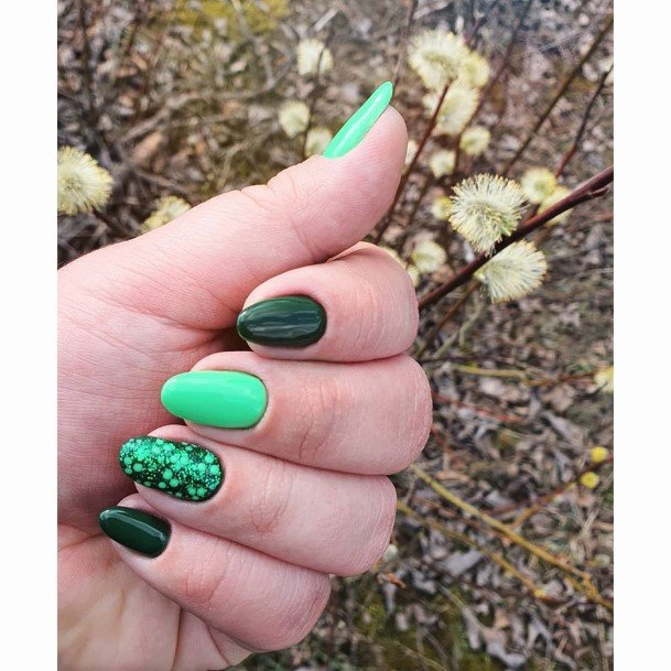 Artistic Emerald Green Nail On Woman