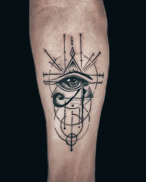 Artistic Eye Of Horus Tattoo On Woman