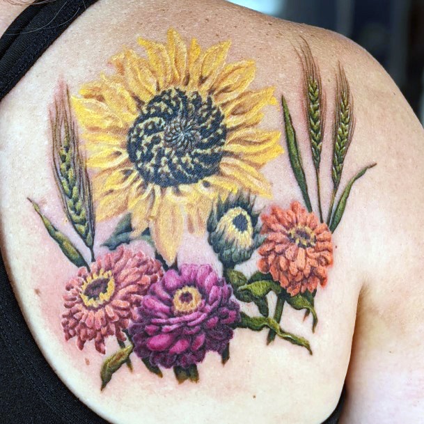 Artistic Farm Tattoo On Woman