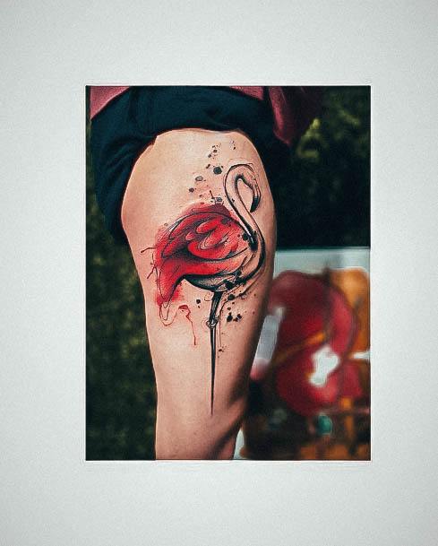 Artistic Flamingo Tattoo On Woman