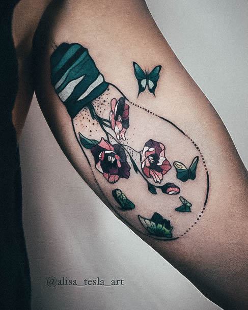 Artistic Floral Tattoo On Woman