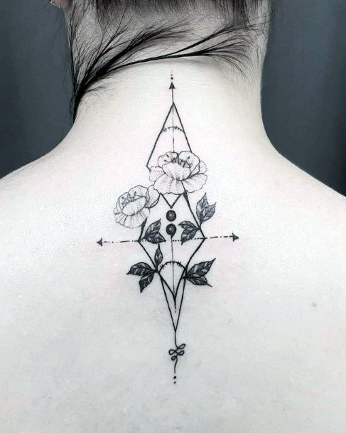 Artistic Floral Tattoo Womens Back