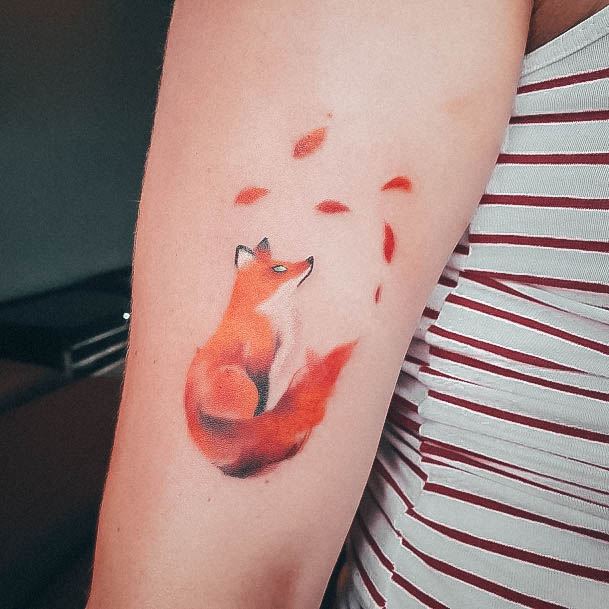 Artistic Fox Tattoo On Woman Inner Forearm