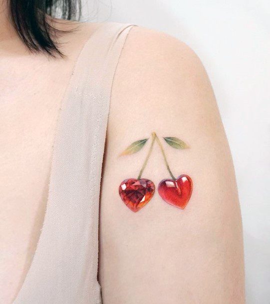 Artistic Fruit Tattoo On Woman