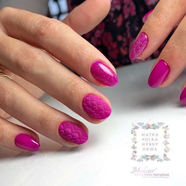 Artistic Fuchsia Nail On Woman