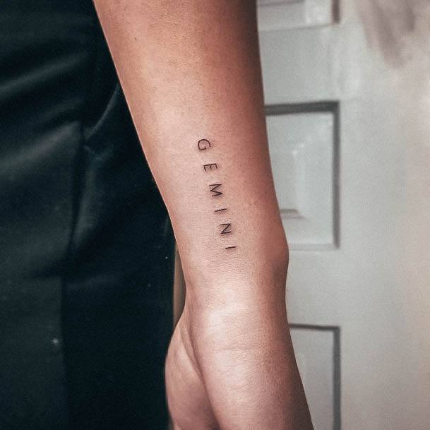 Artistic Gemini Tattoo On Woman Tiny Forearm