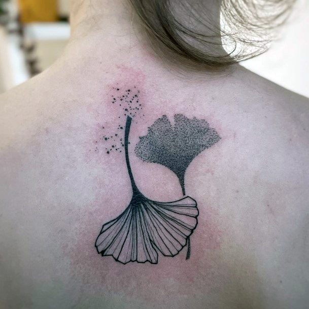 Artistic Ginkgo Tattoo On Woman