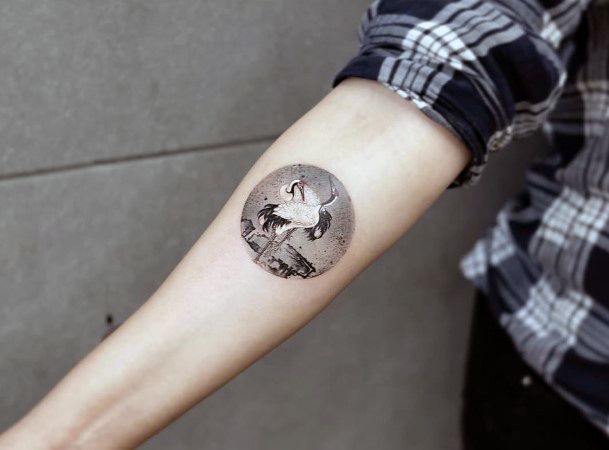 Artistic Good Tattoo On Woman Round Inner Forearm