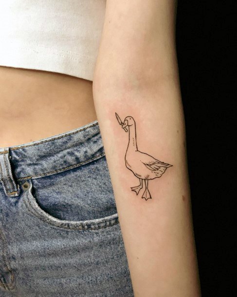 Artistic Goose Tattoo On Woman