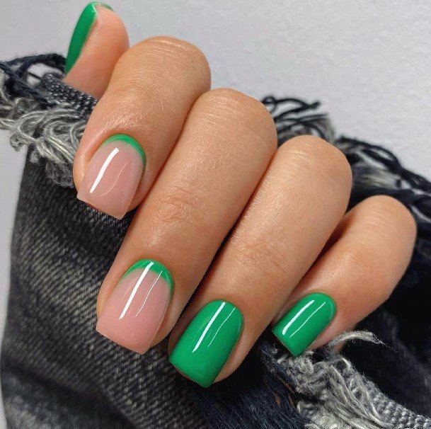 Artistic Green Dress Nail On Woman