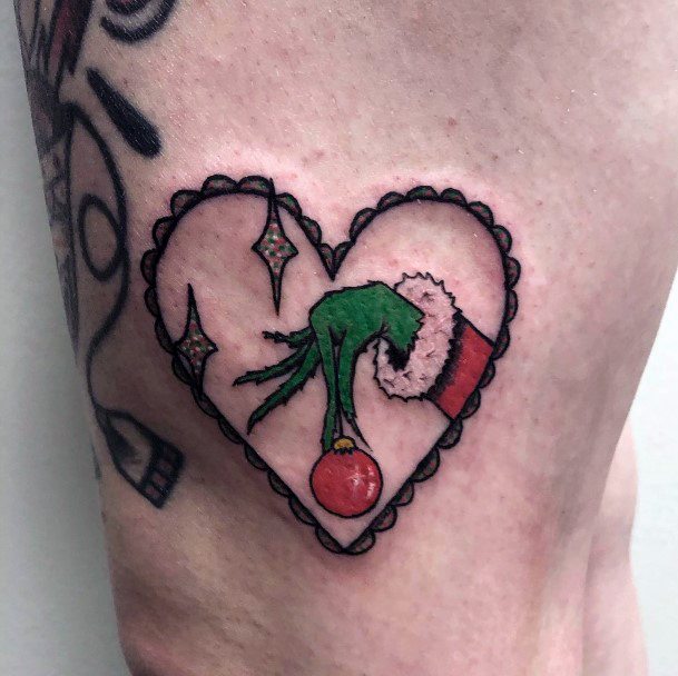 Artistic Grinch Tattoo On Woman