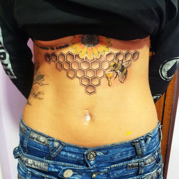 Artistic Honeycomb Tattoo On Woman